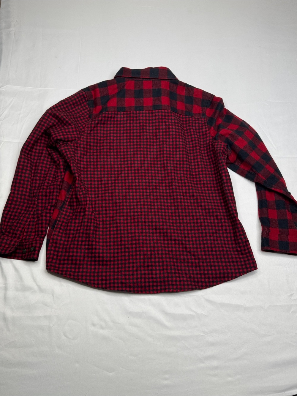 LL Bean Women's Red Black Buffalo Check Plaid Relaxed Fit Flannel Shirt L large - Picture 5 of 6
